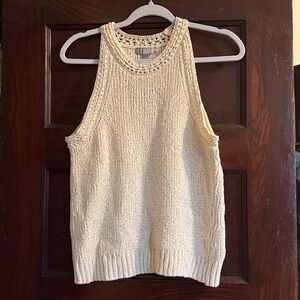 Jcrew Cream Knit Sleeveless Top